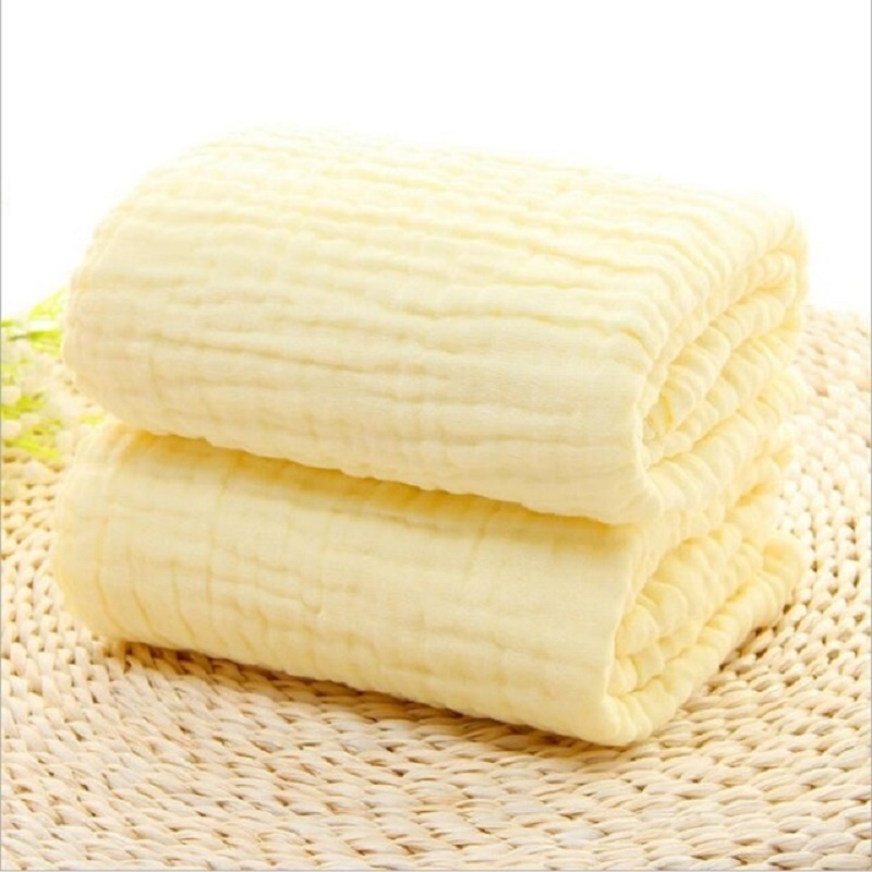 6 Layers Solid Color Baby Bath Towel Muslin 100% Cotton Towels Neonatal Child Absorb Blanket Swaddle Wrap Bedding 105 * 105 CM LJ201014