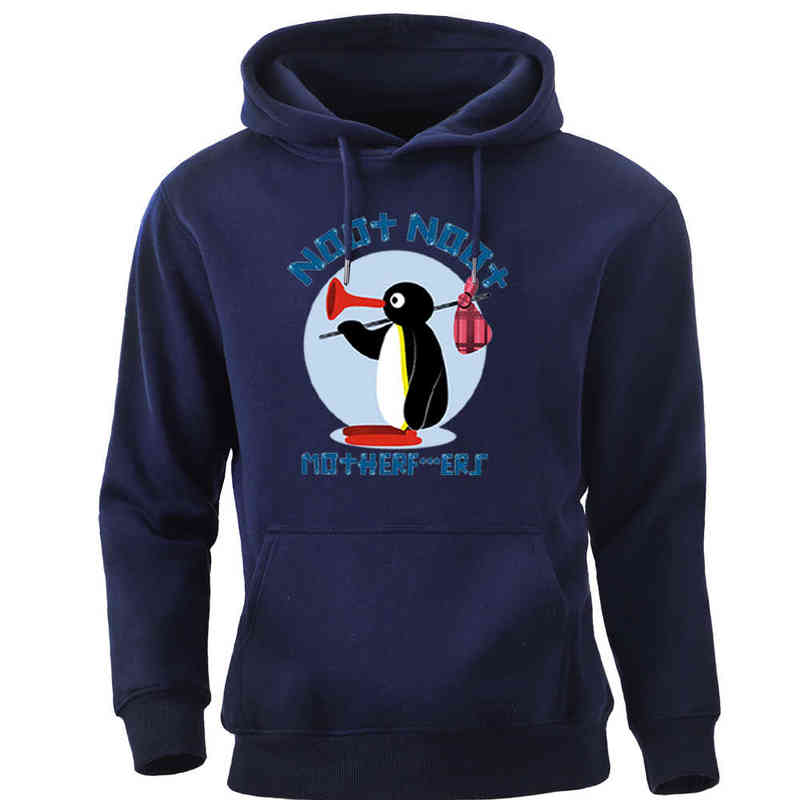 Funny Penguin Noot Mother Runaway Men Brand Hoodies Sweatshirt Autumn Winter Crewneck Round Collar Pullover Streetwear Tracksuit H1227