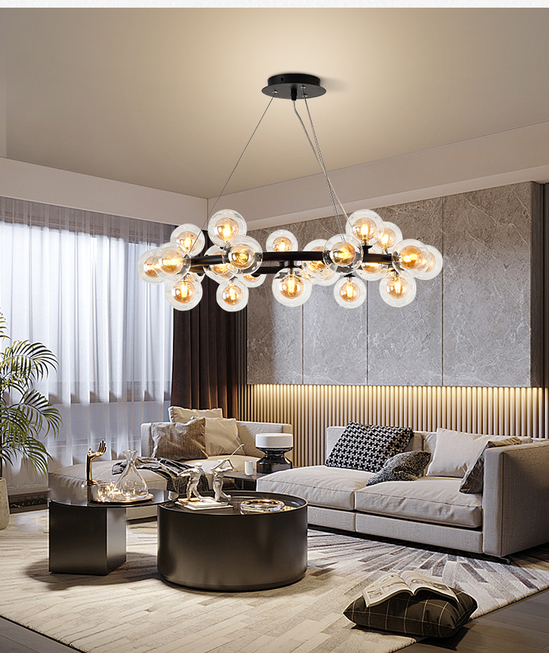 Modern Glass Ball Pendant Light Nordic Dining Room Kitchen Light Designer Hanging Lamps Avize Lustre Lighting