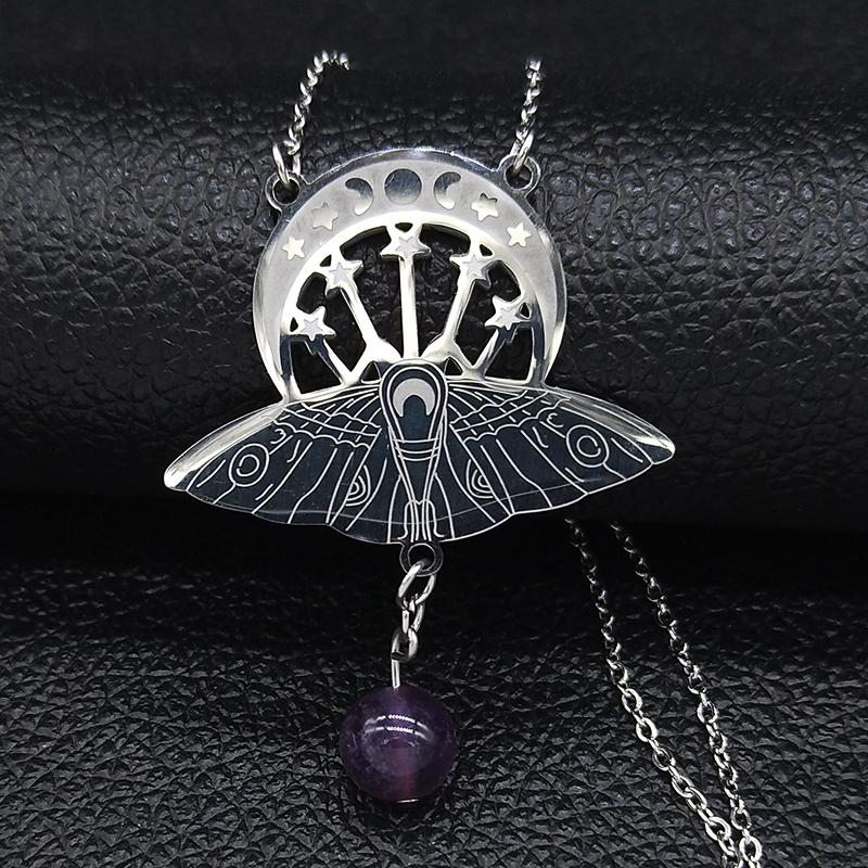 Fashion Bat Witchcraft Moon Sun Stainless Steel Statement Necklace Women Silver Color Necklace Jewerly collar mujer N3059S02
Fashion Bat Witchcraft Moon Sun Stainless Steel Statement Necklace Women Silver Color Necklace Jewerly collar mujer N3059S02