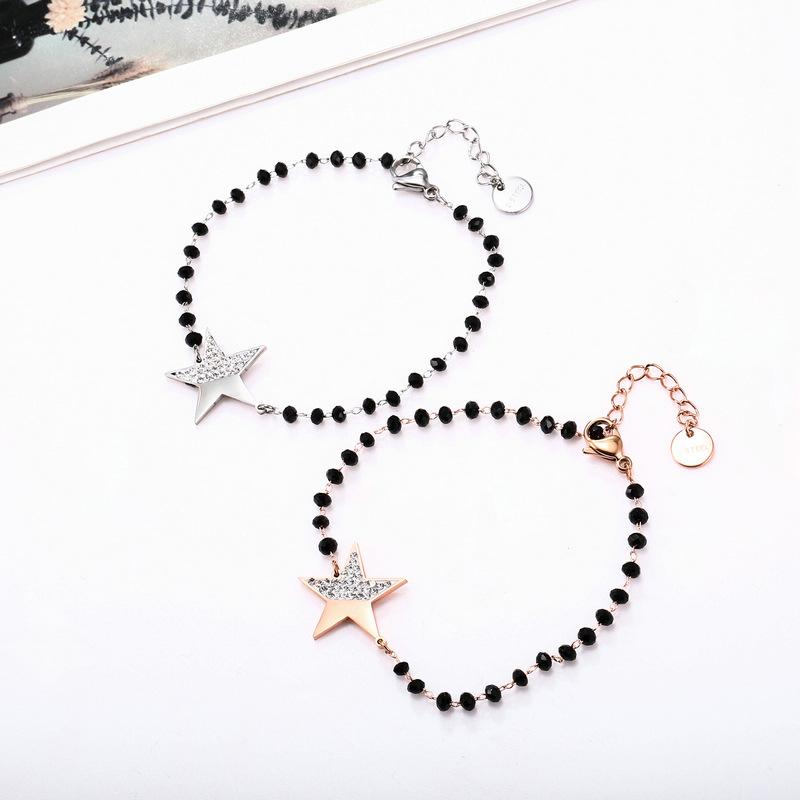 New Stainless Steel Rose Gold Crystal Star Charm Bracelet Black Crystal Beads Chain Steel Bracelet for Women Jewelry New Gifts
New Stainless Steel Rose Gold Crystal Star Charm Bracelet Black Crystal Beads Chain Steel Bracelet for Women Jewelry New Gifts