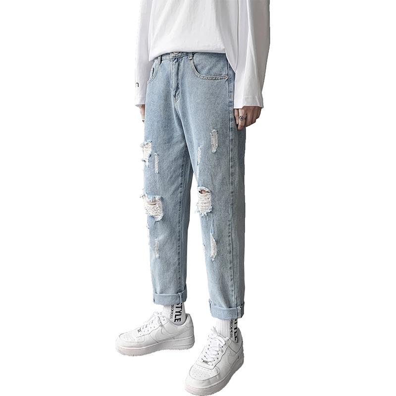 2020 AUTUMN Spring Men's Ripped Print Street HIP HOP Punk Stretch Bike Jeans Trendy Holes Straight Denim Trouers, Blue
2020 AUTUMN Spring Men's Ripped Print Street HIP HOP Punk Stretch Bike Jeans Trendy Holes Straight Denim Trouers, Blue
