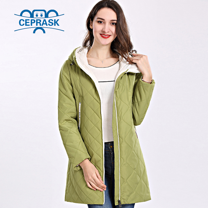 Spring Autum Women's Parka Coat Thin Women Jackets Long Plus Size Hooded High Quality Warm Cotton Coats CEPRASK New Padded 201201