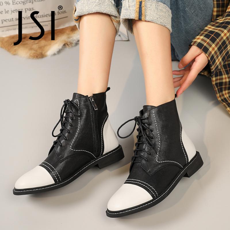 JSI Patchwork Ankle Boots Woman Flat Genuine Leather Sewing Round Toe Zipper Lwo Square Wooden Lace Up Short Boots Shoe JO754, Black
JSI Patchwork Ankle Boots Woman Flat Genuine Leather Sewing Round Toe Zipper Lwo Square Wooden Lace Up Short Boots Shoe JO754, Black