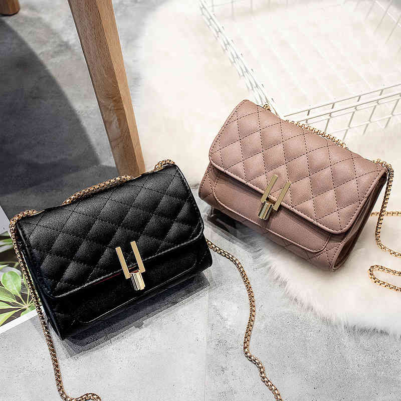 Handbag 2021 Women's Bag Trend Lingge Chain Small Square Single Shoulder Messenger Pu 053