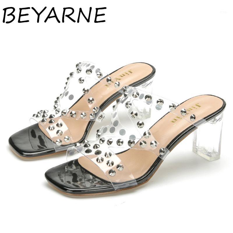 BEYARNE Man-made diamond versatile Cool shoes Super comfortable shoes thick heel Semi-high heel women slippers1, Black 
BEYARNE Man-made diamond versatile Cool shoes Super comfortable shoes thick heel Semi-high heel women slippers1, Black