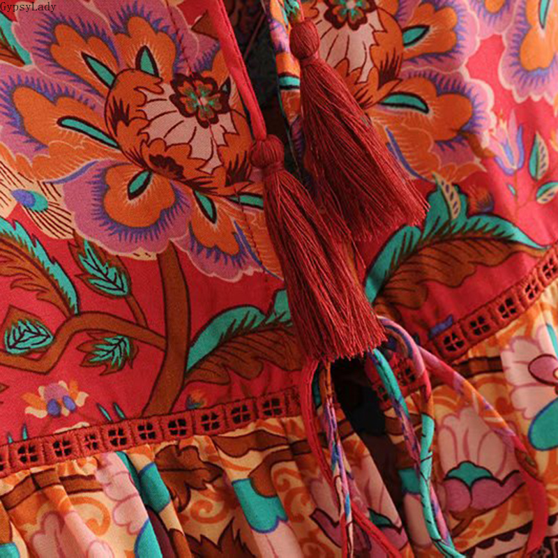 Gypsylady Summer Floral Print Jacket Long Sleeve Boho Jacket For Women Tassels Gypsy Folk Hippie Chic Female Jackets New 201017