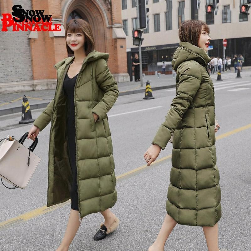 Plus size women X-long Parkas jacket Casual solid thicken warm Hooded X-long Jacket coat -25degrees outwear clothing M-6XL 201019