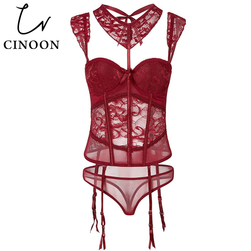 Sexy Bra Set Erotic Lingerie Women's Underwear Bra Sets And Panty Seamles Push Up Red Lace Bralette Set Lingeries T200602