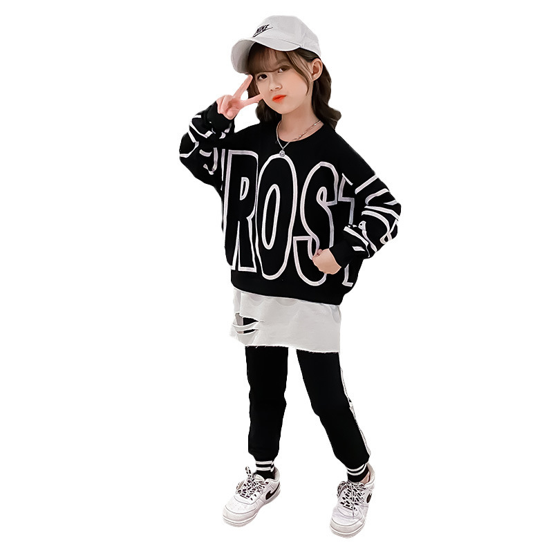 Girls Spring Autumn Suit 2020 New Letter O-neck Two Piece Set Korean Version Little Girl Clothes Boutique Teenage Kids ClothingX1019