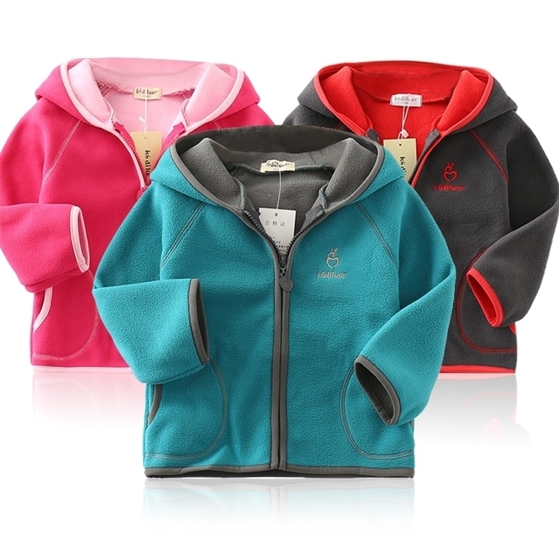 New Spring Autumn Girls&Boys Fleecy fleece Hooded children's coat Baby Kids Coats Jacket Clothing Outwear LJ200828