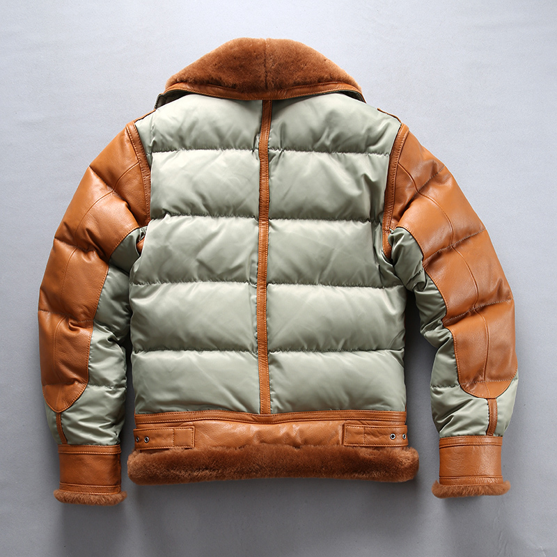 Ab3 Read Description Asian Size Super Cold Resisting Mens Genuine Goat Down Jacket Very Warm Sheep Skin Winter Leather Coat 201128