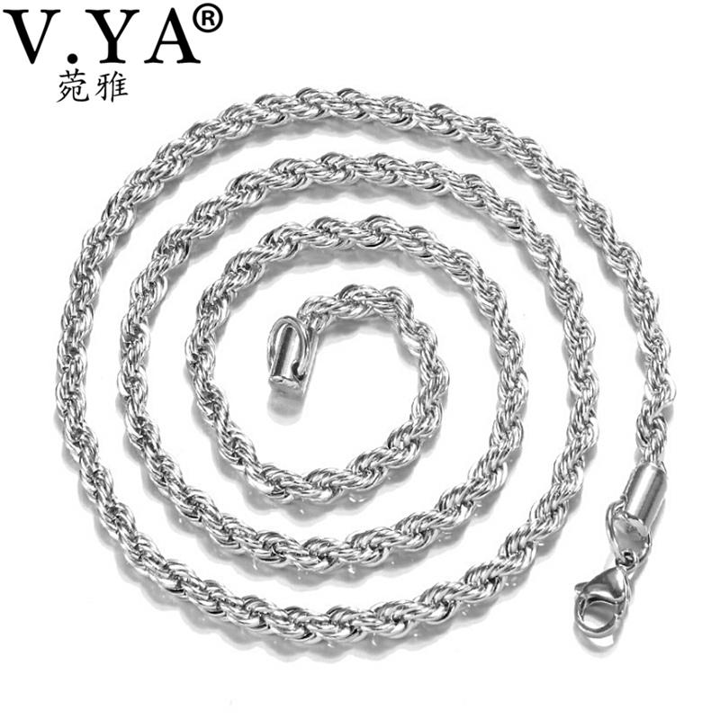 V.YA Solid 925 Sterling Silver Men Chain Necklaces Vintage Thai Silver Mens Rope Chain 3mm width 50cm 55cm 60cm
V.YA Solid 925 Sterling Silver Men Chain Necklaces Vintage Thai Silver Mens Rope Chain 3mm width 50cm 55cm 60cm