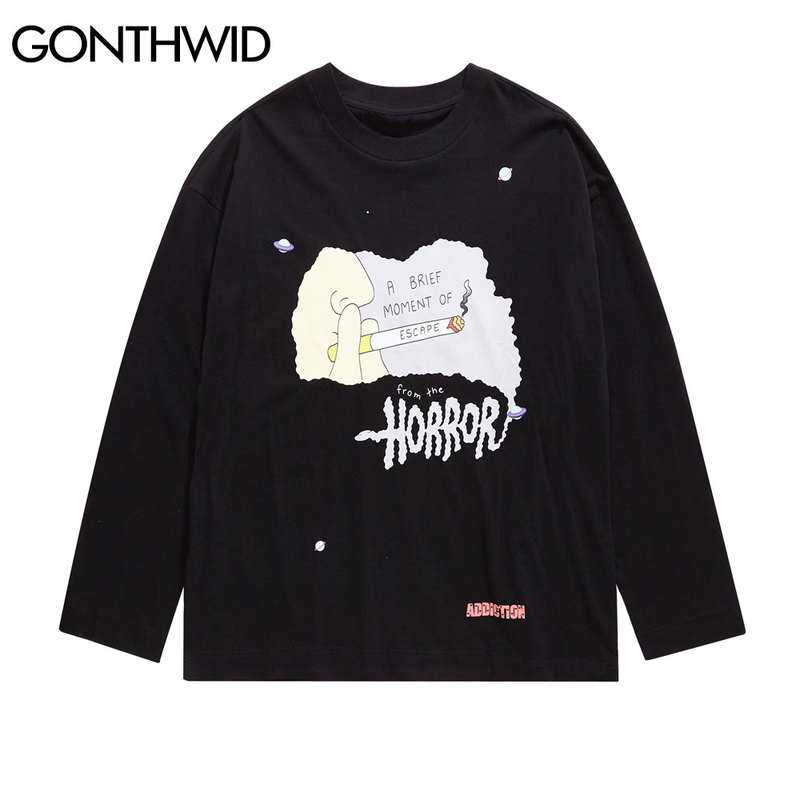 Smoking A Brief Moment of Escape Print Long Sleeve Tees Shirts Streetwear Hip Hop Casual Loose Tshirts Mens 2020 Tops, Black
Smoking A Brief Moment of Escape Print Long Sleeve Tees Shirts Streetwear Hip Hop Casual Loose Tshirts Mens 2020 Tops, Black