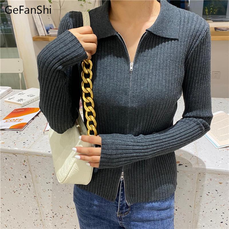 New Spring Autumn Fashion Turn-down Collar Zipper Cardigan Knitted Ladies Sweater Womens Solid Long Sleeve Cute Knitting Coat, Black
New Spring Autumn Fashion Turn-down Collar Zipper Cardigan Knitted Ladies Sweater Womens Solid Long Sleeve Cute Knitting Coat, Black