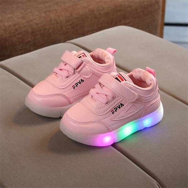 luminous girls boys sneakers children kids casual flat sport led sneakers shoes baby tenis leather glowing lighted kids shoes