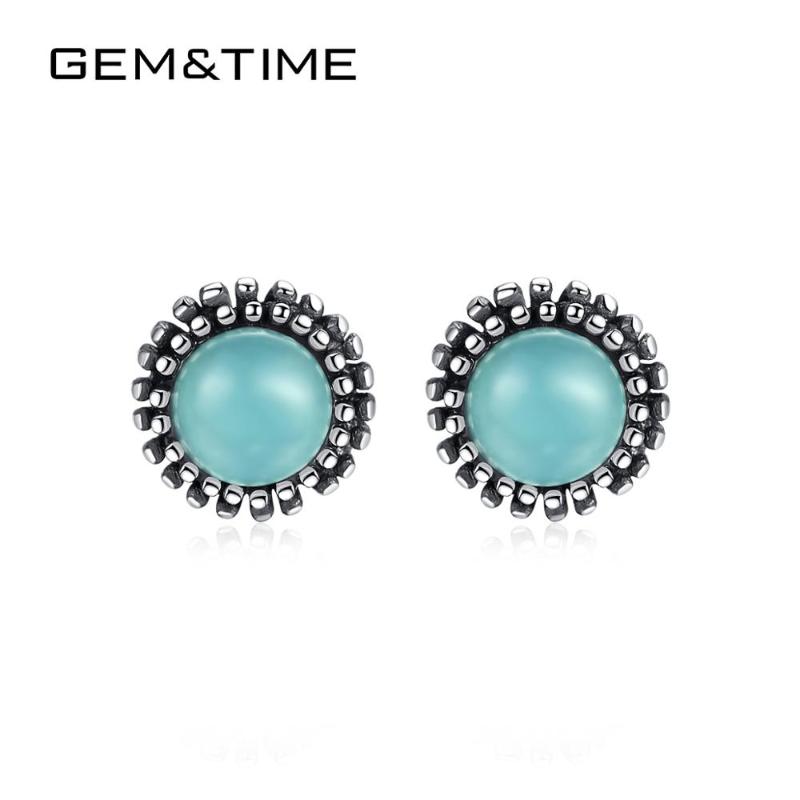 Stud Gem&Time Vintage Circle Natural Turquoise Earrings Real Sterling Silver 925 For Women Aretes De Mujer SE0422
Stud Gem&Time Vintage Circle Natural Turquoise Earrings Real Sterling Silver 925 For Women Aretes De Mujer SE0422