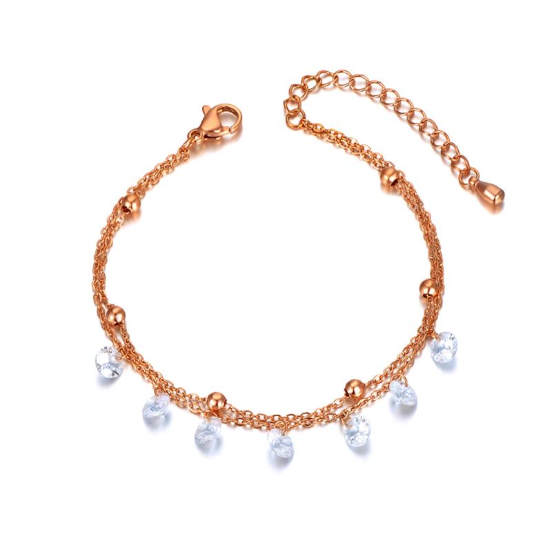 Rose Gold Double Layer Stainless Steel CZ Crystal Charm Bracelets For Women Girls Bohemia Beach Chain Bracelet B20047
Rose Gold Double Layer Stainless Steel CZ Crystal Charm Bracelets For Women Girls Bohemia Beach Chain Bracelet B20047