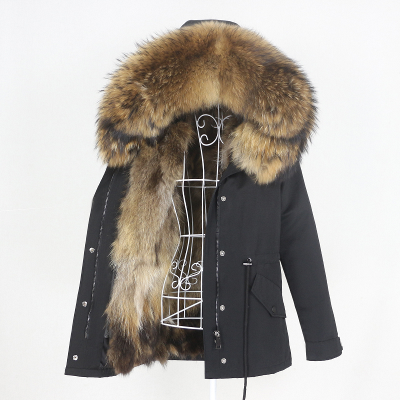 OFTBUY Waterproof Parka Real Fox Fur Coat Natural Raccoon Fur Collar Hood Winter Jacket Women Warm Outerwear Removable New 201103