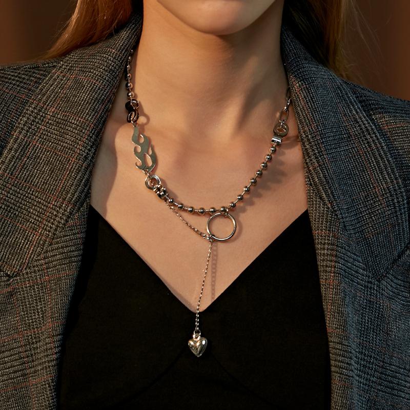 Hollow Flame Heart Double Necklace for Women Punk Silver Color Beads Chain Pendant Neck Hip Hop Fashion Trend Jewelry New 2021
Hollow Flame Heart Double Necklace for Women Punk Silver Color Beads Chain Pendant Neck Hip Hop Fashion Trend Jewelry New 2021