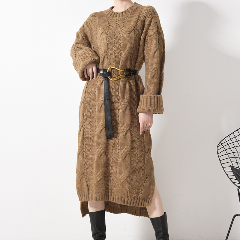 DEAT new autumn and winter fashion women clothes knits Sweater Woman Overlength pullover dress loose big size WJ82002 201125