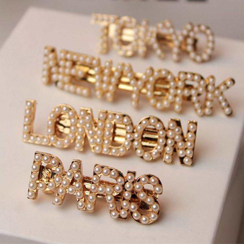 Women Girls Korean Style Metal French Barrettes Famous City Name Faux Pearl Letters Luxury Hair Clips Metallic Gold Spring Autom
Women Girls Korean Style Metal French Barrettes Famous City Name Faux Pearl Letters Luxury Hair Clips Metallic Gold Spring Autom