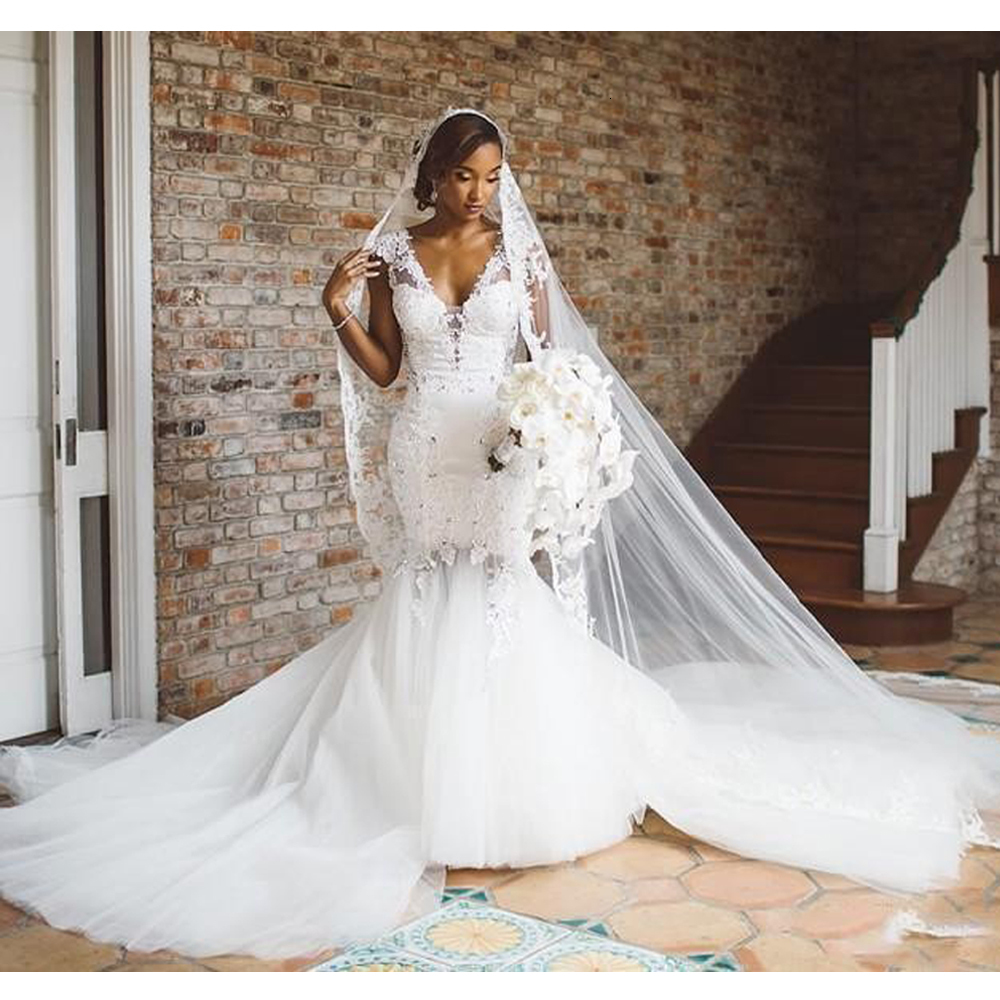 2021 New African Mermaid Wedding Deep v Neck Cap No Lace Beads Bride's Dress LGEQ, Ivory
2021 New African Mermaid Wedding Deep v Neck Cap No Lace Beads Bride's Dress LGEQ, Ivory