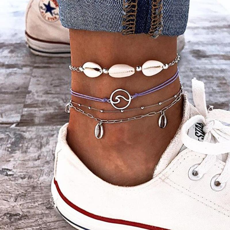 Bohemian Ocean Shell Wave Charm Anklet 4 Pcs/Lot Women Beach Silver Color Braiding Ankle Chain Foot Bracelet Summer Jewelry
Bohemian Ocean Shell Wave Charm Anklet 4 Pcs/Lot Women Beach Silver Color Braiding Ankle Chain Foot Bracelet Summer Jewelry