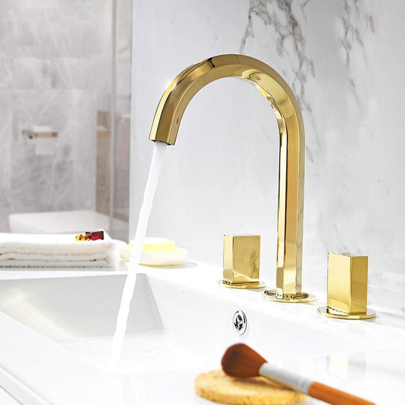 Widespread Brass Bathroom Basin Faucet Dual Handle Three holes Deck Mounted Cold And Hot Water Mixer TAP Gold/Rose Gold/Black
Widespread Brass Bathroom Basin Faucet Dual Handle Three holes Deck Mounted Cold And Hot Water Mixer TAP Gold/Rose Gold/Black