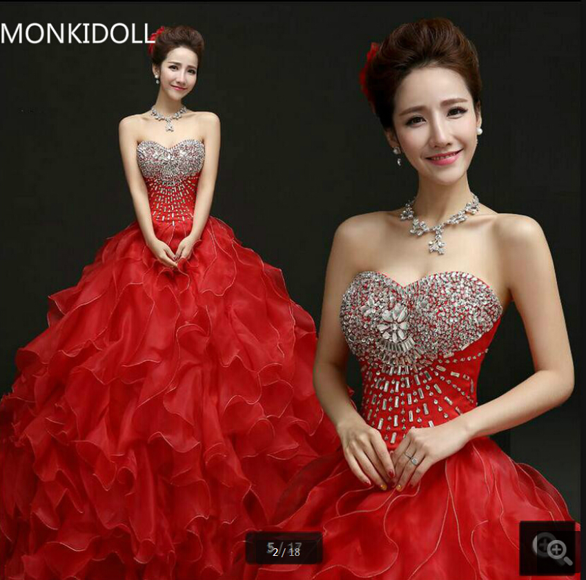 2021 luxury red organza ball gown wedding dresses ruffled beaded crystals princess puffy corset bride dresses best selling court train 2021, Same as image
2021 luxury red organza ball gown wedding dresses ruffled beaded crystals princess puffy corset bride dresses best selling court train 2021, Same as image