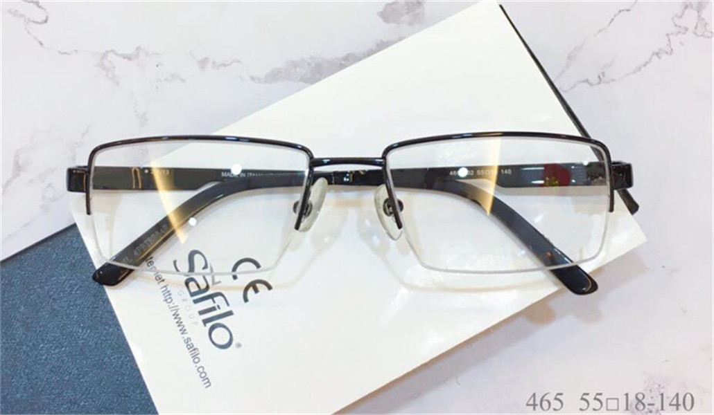 Classic men simple business style optical glasses square design metal half frame transparent lens popular generous transparent glasses 465