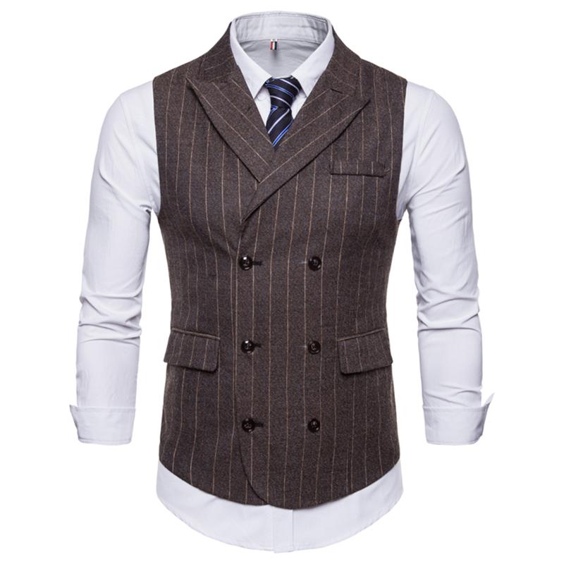 Striped Suit Vest MenSpring Autumn Jacket Sleeveless Vintage Tweed Double-breasted Dress Vest For Men Fashion Waistcoat, Brown
Striped Suit Vest MenSpring Autumn Jacket Sleeveless Vintage Tweed Double-breasted Dress Vest For Men Fashion Waistcoat, Brown