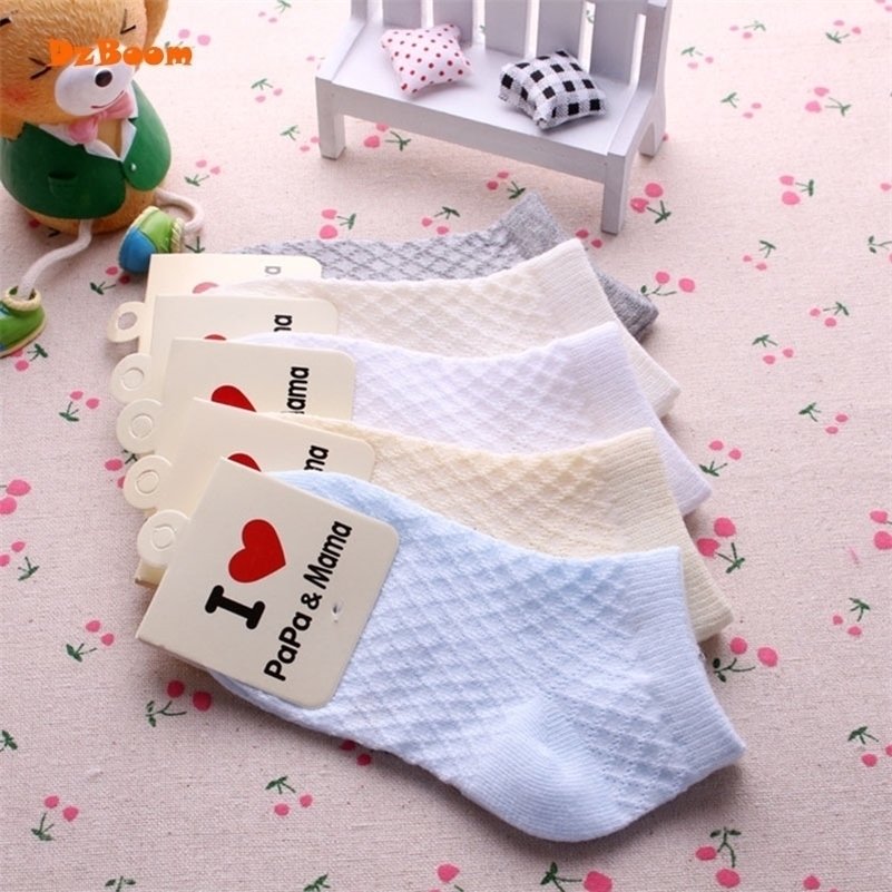 DzBoom 5 Pairs/Lot Spring Summer Mesh Thin Kids Socks Unisex Toddlers Children Casual Short Cotton Baby Girl Boy Socks Child 201112
