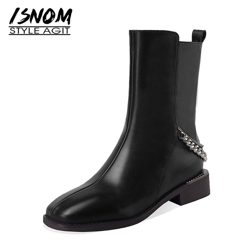 ISNOM Women Genuine Leather Ankle Boots Side Zip Skid Proof Metal Chain Boots Thick High Heel Warm Short Plush Winter 2020, Black
ISNOM Women Genuine Leather Ankle Boots Side Zip Skid Proof Metal Chain Boots Thick High Heel Warm Short Plush Winter 2020, Black