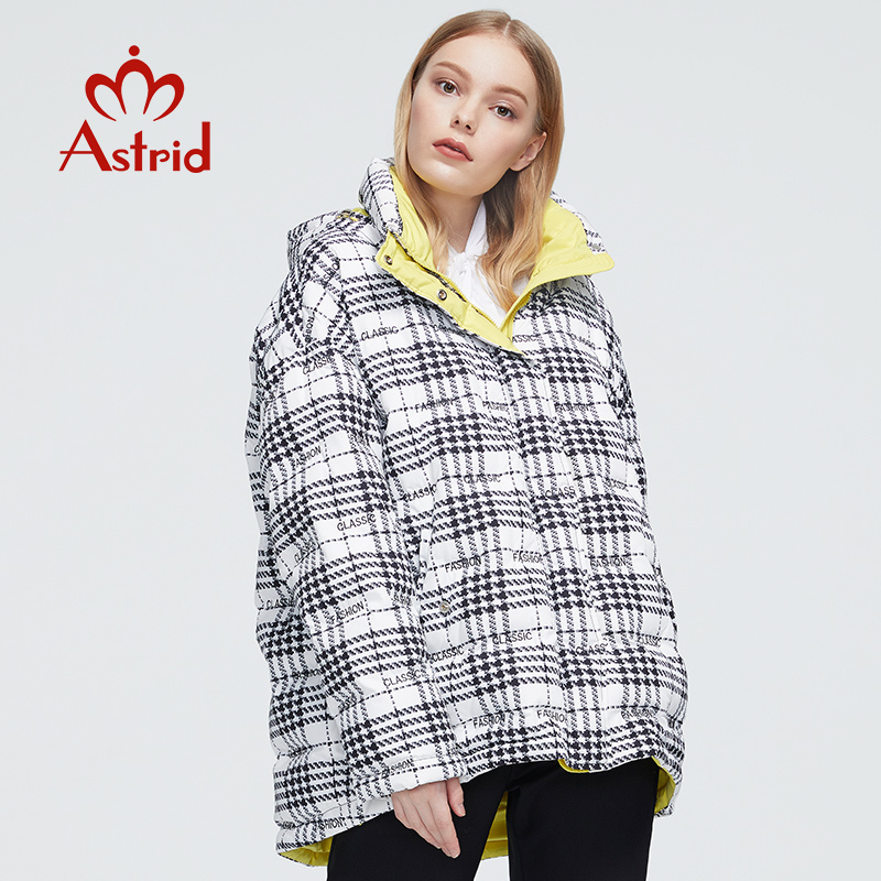 Astrid New Winter Women's coat women warm short parka fashion thick Plaid Jacket hooded large sizes female clothing ZR-7242 201217
