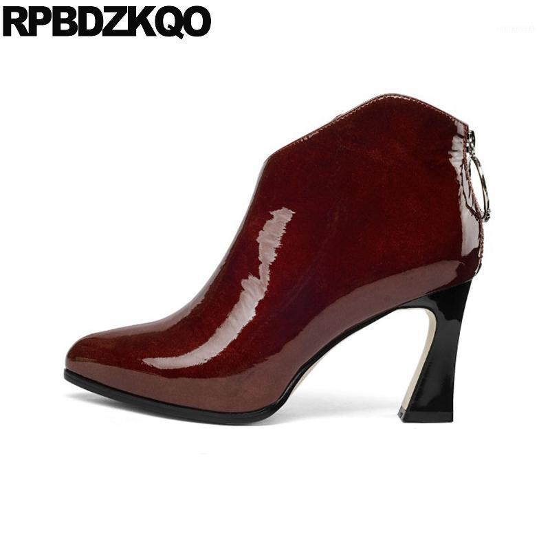 booties women boots winter 2020 chunky autumn high heel block pointed toe handmade patent leather red faux fur shoes genuine1, Black
booties women boots winter 2020 chunky autumn high heel block pointed toe handmade patent leather red faux fur shoes genuine1, Black