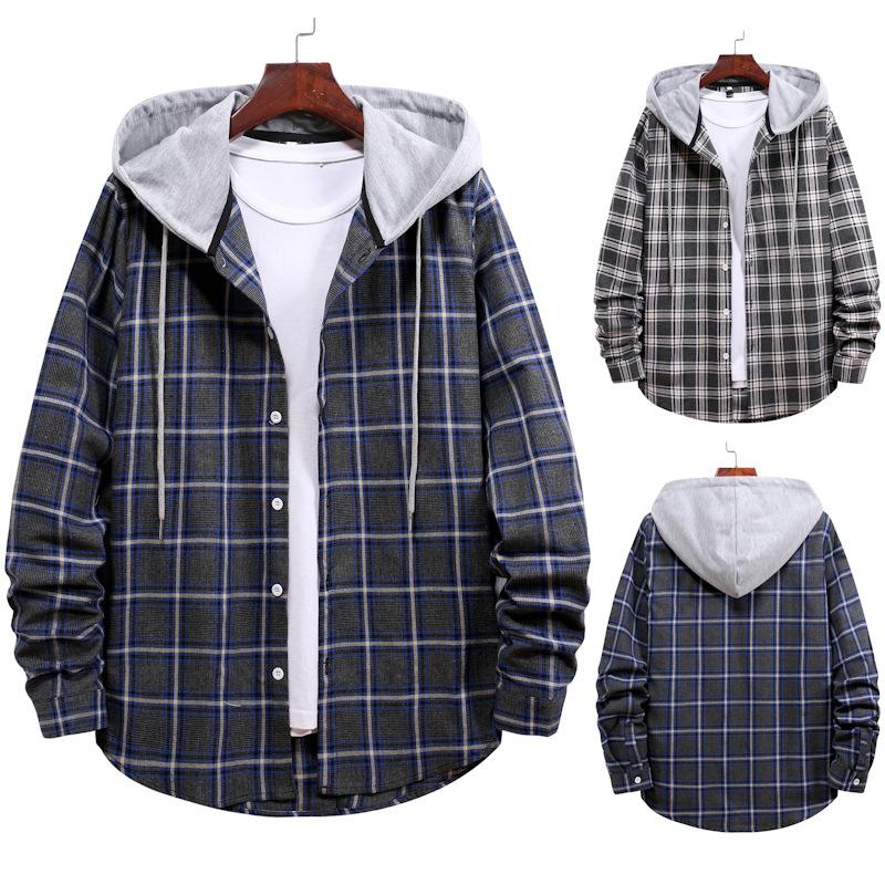 Men' Hooded Plaid Shirt Couple Long Sleeve Contrast Cardigan Shirt Casual Single-Breasted Loose Jacket, Black
Men' Hooded Plaid Shirt Couple Long Sleeve Contrast Cardigan Shirt Casual Single-Breasted Loose Jacket, Black