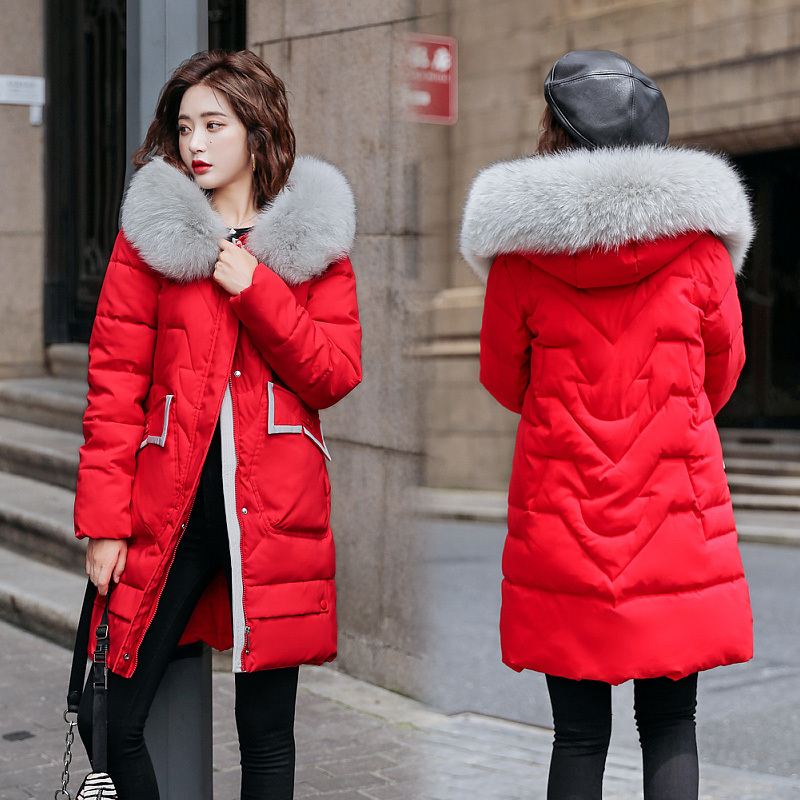 winter Long parkas jackets coat Winter women Casual thicken warm parkas coat winter female fur collar padding coats M-3XL 201201
