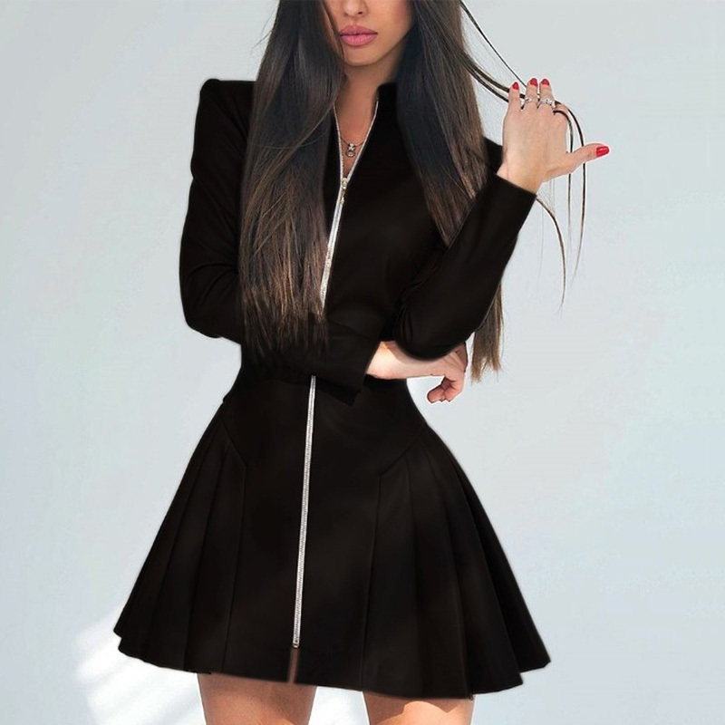 2021 New Women' Autumn Zipper Pleated Pu Leather Solid Color Long Sleeve Sexy Slim Fit Mini Skirt Fashion Nightclub Party M6j3, Wd649bk
2021 New Women' Autumn Zipper Pleated Pu Leather Solid Color Long Sleeve Sexy Slim Fit Mini Skirt Fashion Nightclub Party M6j3, Wd649bk
