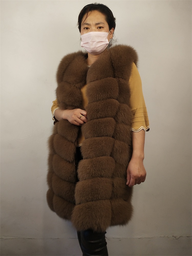 KEJINYUAN real Fur Fox long Vest natural raccoon Waistcoat silver fox jacket woman winter warm Natural sleeveless 201208