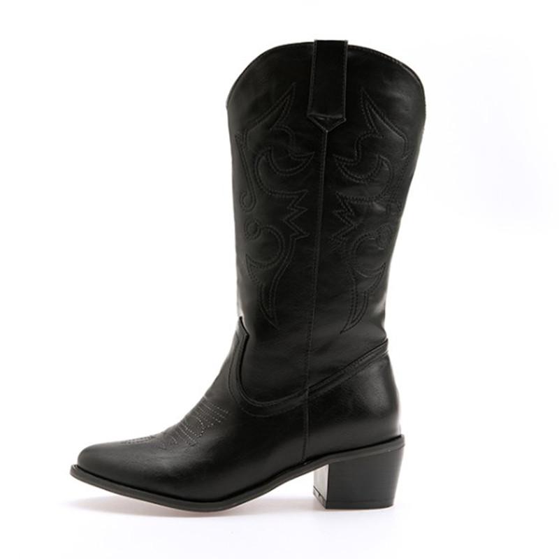 Women Chunky Mid Heel Pull On Cowgirl Cowboy Boots Embossed Winter Western Pointed Toe Mid Calf Tabs Motorcycle Boots for Female, Black
Women Chunky Mid Heel Pull On Cowgirl Cowboy Boots Embossed Winter Western Pointed Toe Mid Calf Tabs Motorcycle Boots for Female, Black