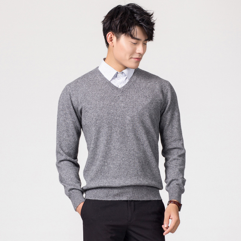 Man Pullovers Winter New Fashion Vneck Sweater Cashmere and Wool Knitted Jumpers Men Woolen Clothes Standard Male Tops T200101