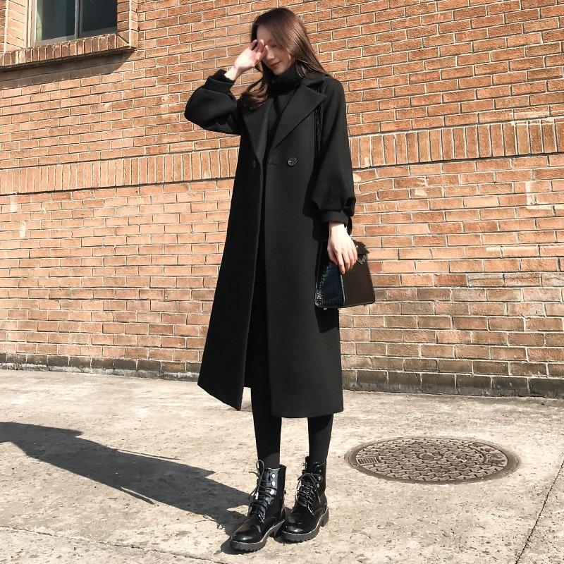 Women' Winter Fashion New Black Coats Turn-down Collar Loose Mid-length Over-the-knee Woolen Coat Female Elegant Winter Clothes
Women' Winter Fashion New Black Coats Turn-down Collar Loose Mid-length Over-the-knee Woolen Coat Female Elegant Winter Clothes