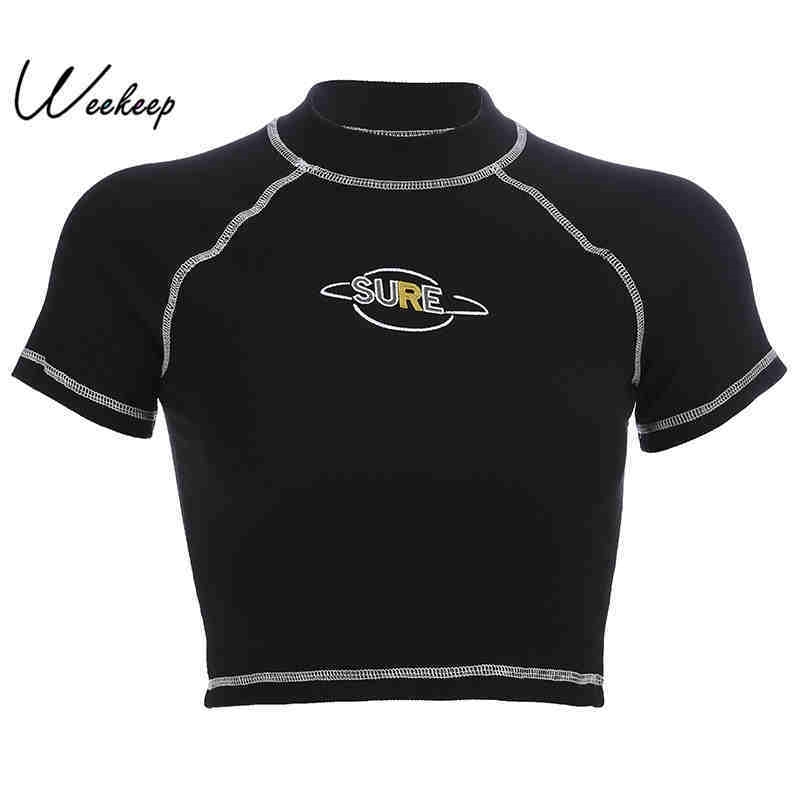 Weekeep Cropped Letter Print O-neck tshirt Women Bodycon Short Sleeve t shirt Streetwear Tee Shirt Femme Y200412, Black
Weekeep Cropped Letter Print O-neck tshirt Women Bodycon Short Sleeve t shirt Streetwear Tee Shirt Femme Y200412, Black