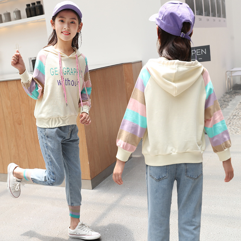 Children Clothing New 2020 Autumn Winter Teens Girls Clothes Hoodies+Jeans2pcs Outfit Kids Sports Suit For Girls Clothing SetsX1019