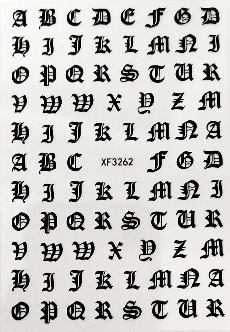 Old English Font Manicure Design Nail Art Stickers Manicure Decal Black 12 Color Option Nail Stickers for Nails Decal Decoration, Xf3262 laser silver
Old English Font Manicure Design Nail Art Stickers Manicure Decal Black 12 Color Option Nail Stickers for Nails Decal Decoration, Xf3262 laser silver