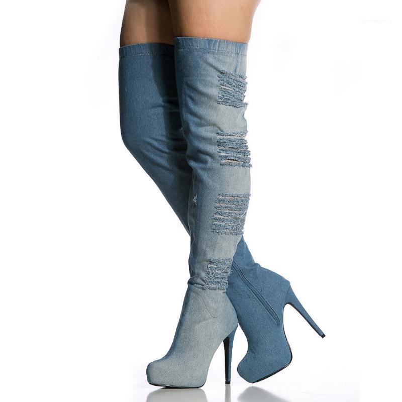 Sexy Over-the-knee Boots Cowboy Denim Long Boot Women's Thigh High Boots Platform Thin High Heel Elastic Booties Shoes Woman1, Blue
Sexy Over-the-knee Boots Cowboy Denim Long Boot Women's Thigh High Boots Platform Thin High Heel Elastic Booties Shoes Woman1, Blue