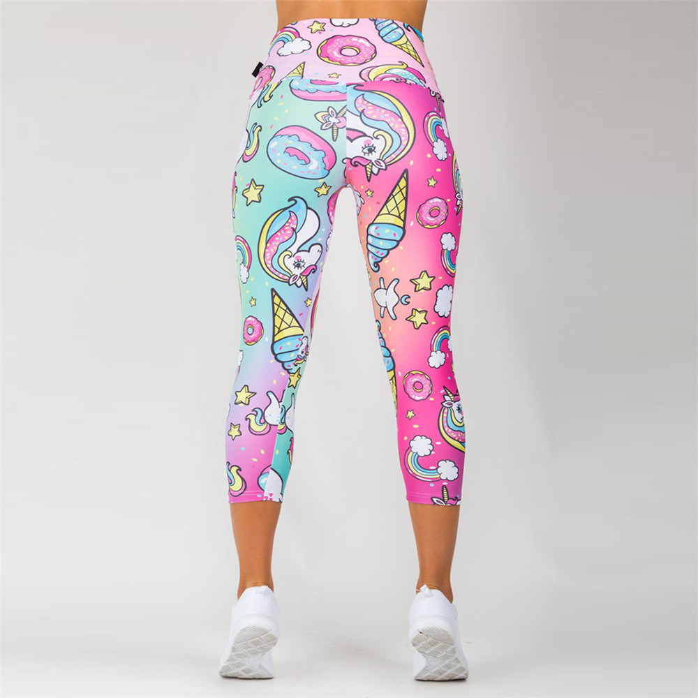 FCCEXIO New Style Fashion Elastic Force Fitness Women Leggings Workout Pants Sporting Skinny Leggings Rainbow Unicorn eggins 201203