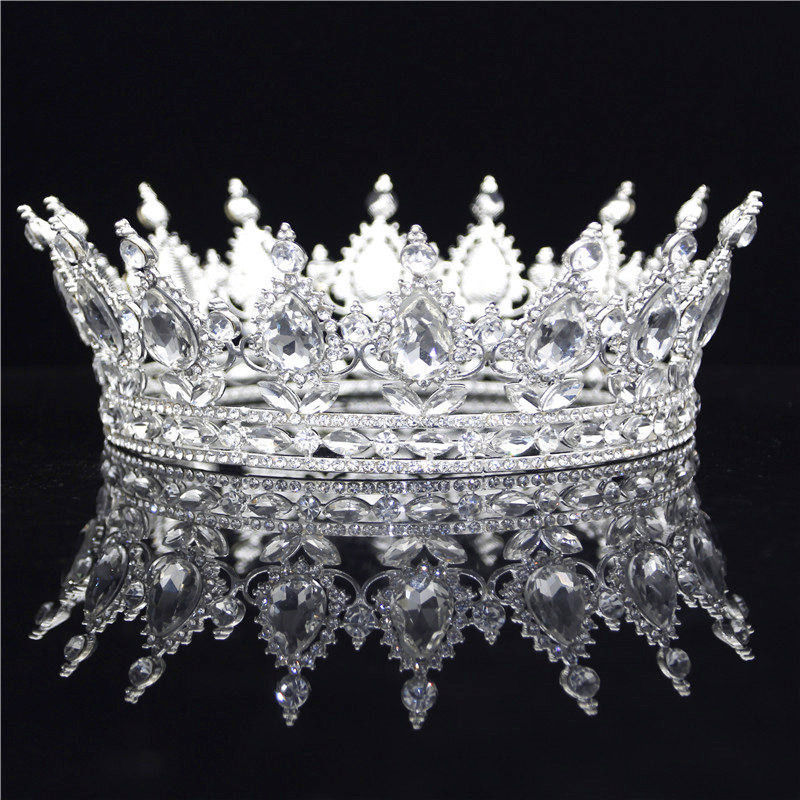 Vintage Baroque Queen King Bride Tiara Crown For Women Headdress Prom Bridal Tiaras and Crowns Wedding Hair Jewelry Accessories T200110