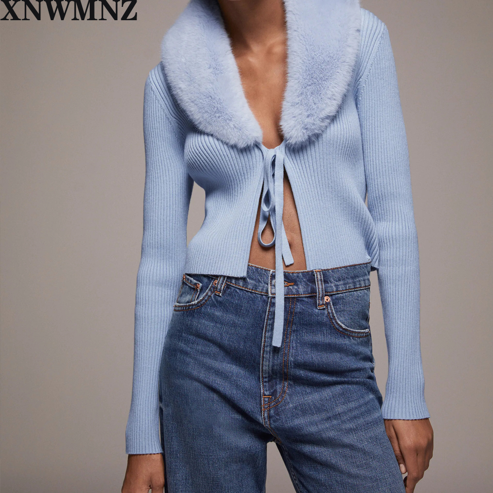 XNWMNZ Za Women Fashion Patchwork Faux Fur Knitted Cardigan Sweater Vintage With Tied Female Long Sleeve Outerwear Chic Tops 210204, Light purple
XNWMNZ Za Women Fashion Patchwork Faux Fur Knitted Cardigan Sweater Vintage With Tied Female Long Sleeve Outerwear Chic Tops 210204, Light purple